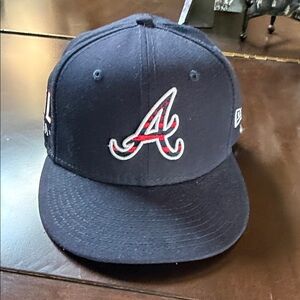 Navy Baseball Cap with Red Logo